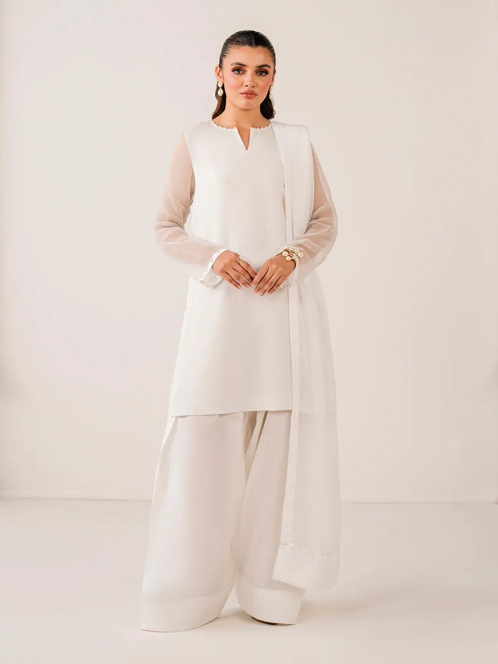 LONG Structured farshi shalwar paired with airy chiffon top
