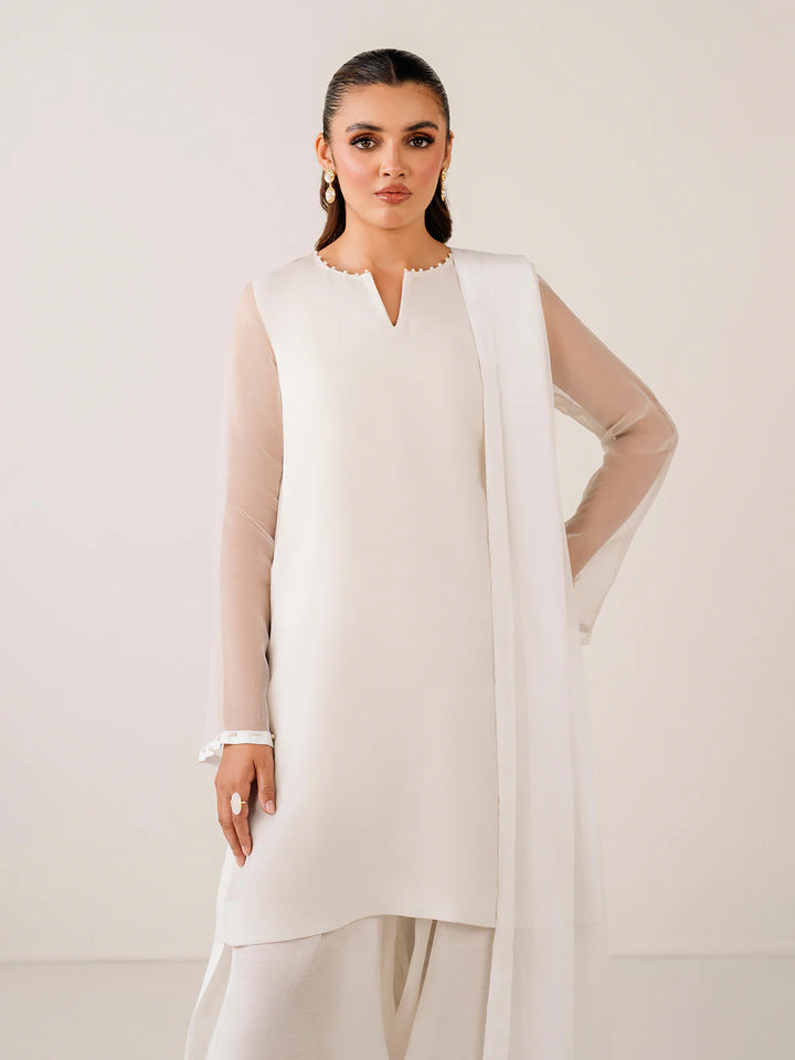 SLEEVE Structured farshi shalwar paired with airy chiffon top

