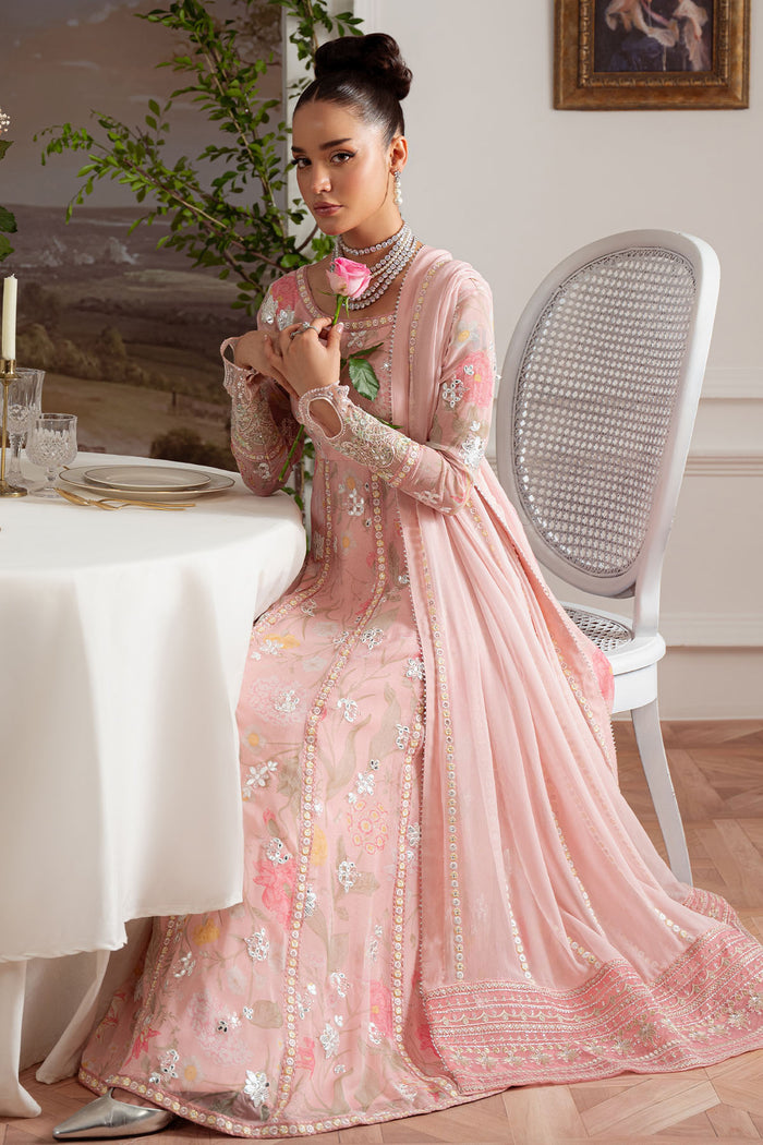 Nureh Amaya designer suit Vol 4 featuring chiffon front, chiffon back, and embroidered organza neck patch