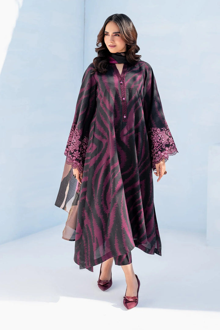 Formal Pakistani coord set featuring all-over digital print and embroidery
