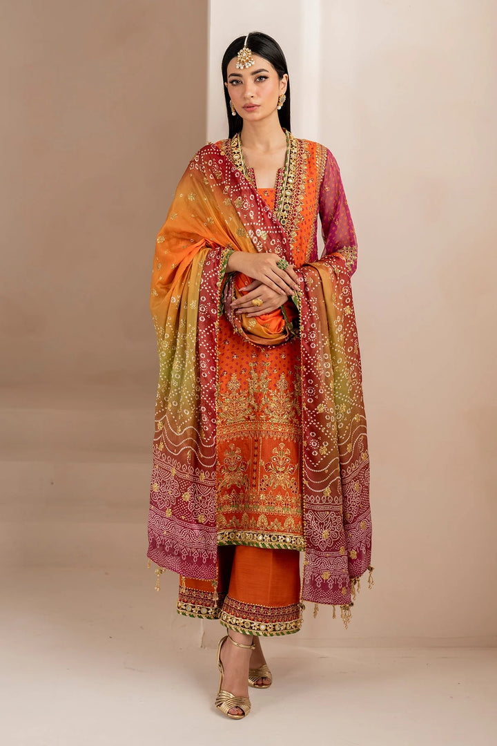 Baroque Embroidered Chiffon Suit - Full Front View - Pakistani Formal Wear 