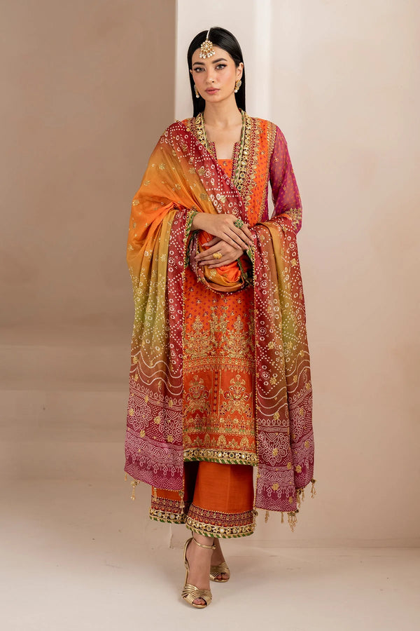 Baroque Embroidered Chiffon Suit - Full Front View - Pakistani Formal Wear 