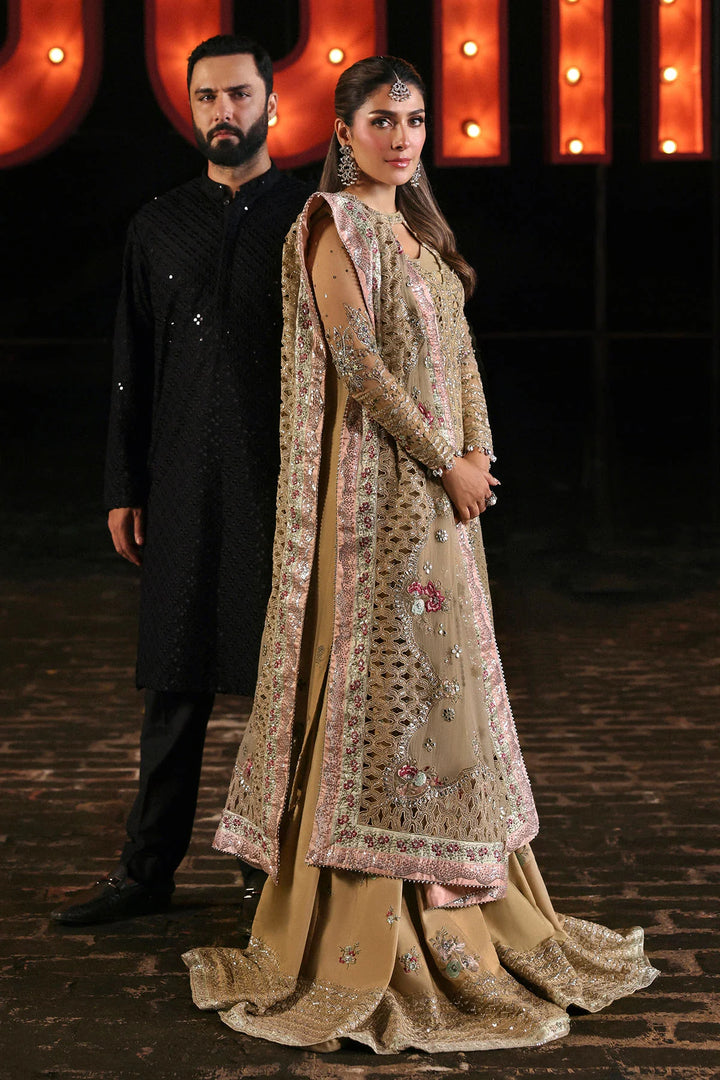 Back view of Nureh Jhoomro embroidered chiffon outfit – Naaz by Nazia