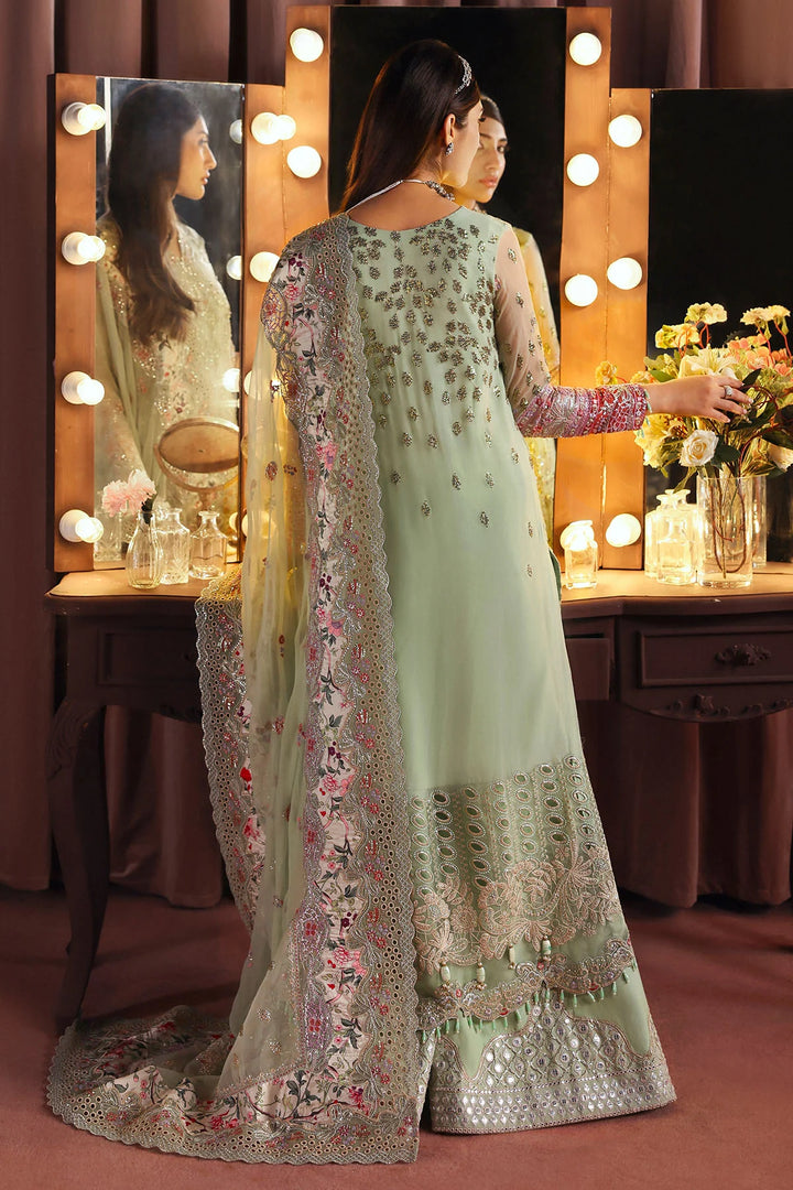 Back view of embroidered chiffon and organza detailing – Naaz by Nazia Nureh Jhoomro