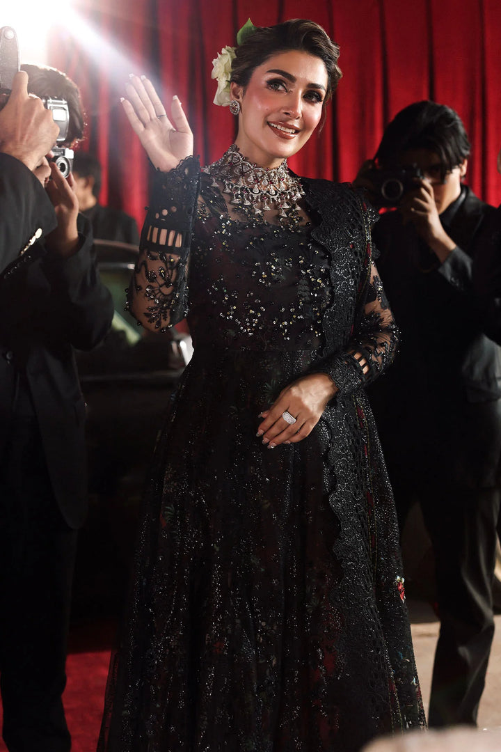 Back view of Nureh Jhoomro embroidered net panels – Naaz by Nazia exclusive