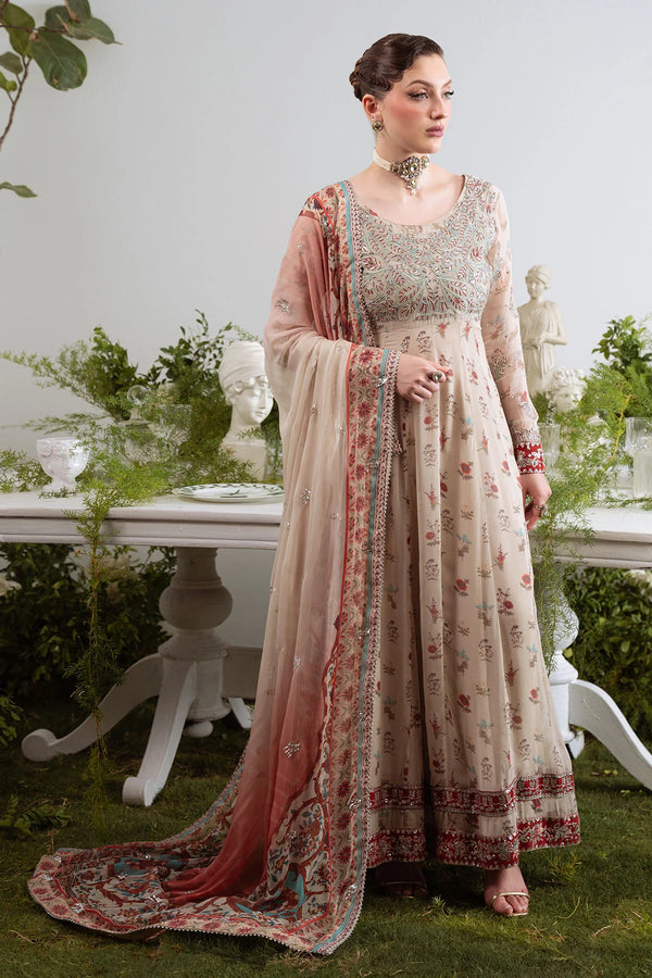 Nureh Amaya Style 21 stitched 3-piece chiffon suit – front view with printed and embroidered design
