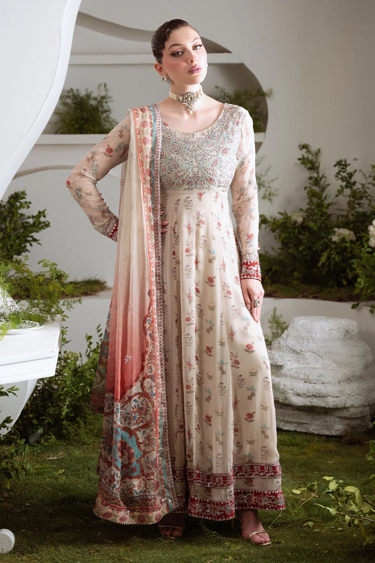 Nureh Amaya Embroidered & Printed Chiffon Ready to Wear 3 pc Suit Style 21