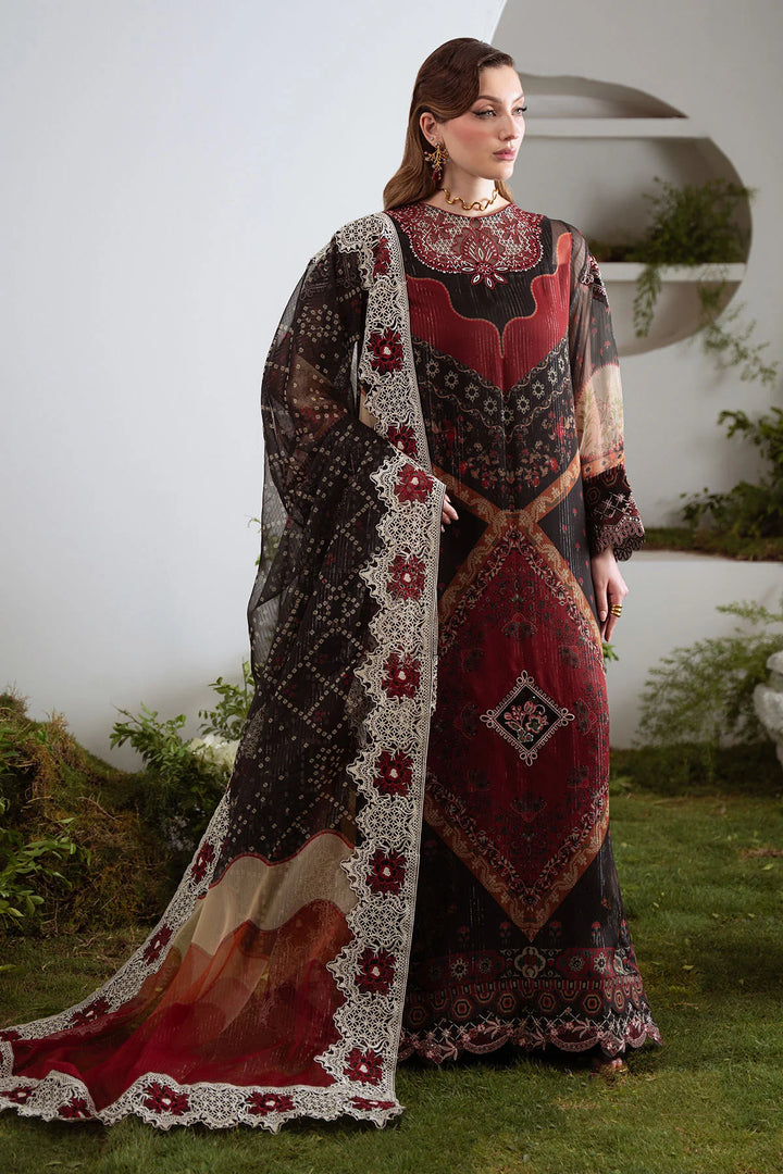 Luxury 3-piece embroidered chiffon suit with printed dupatta – stitched formal Pakistani outfit for women
