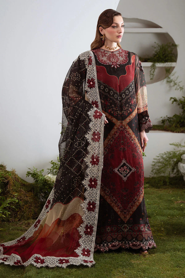 Luxury 3-piece embroidered chiffon suit with printed dupatta – stitched formal Pakistani outfit for women
