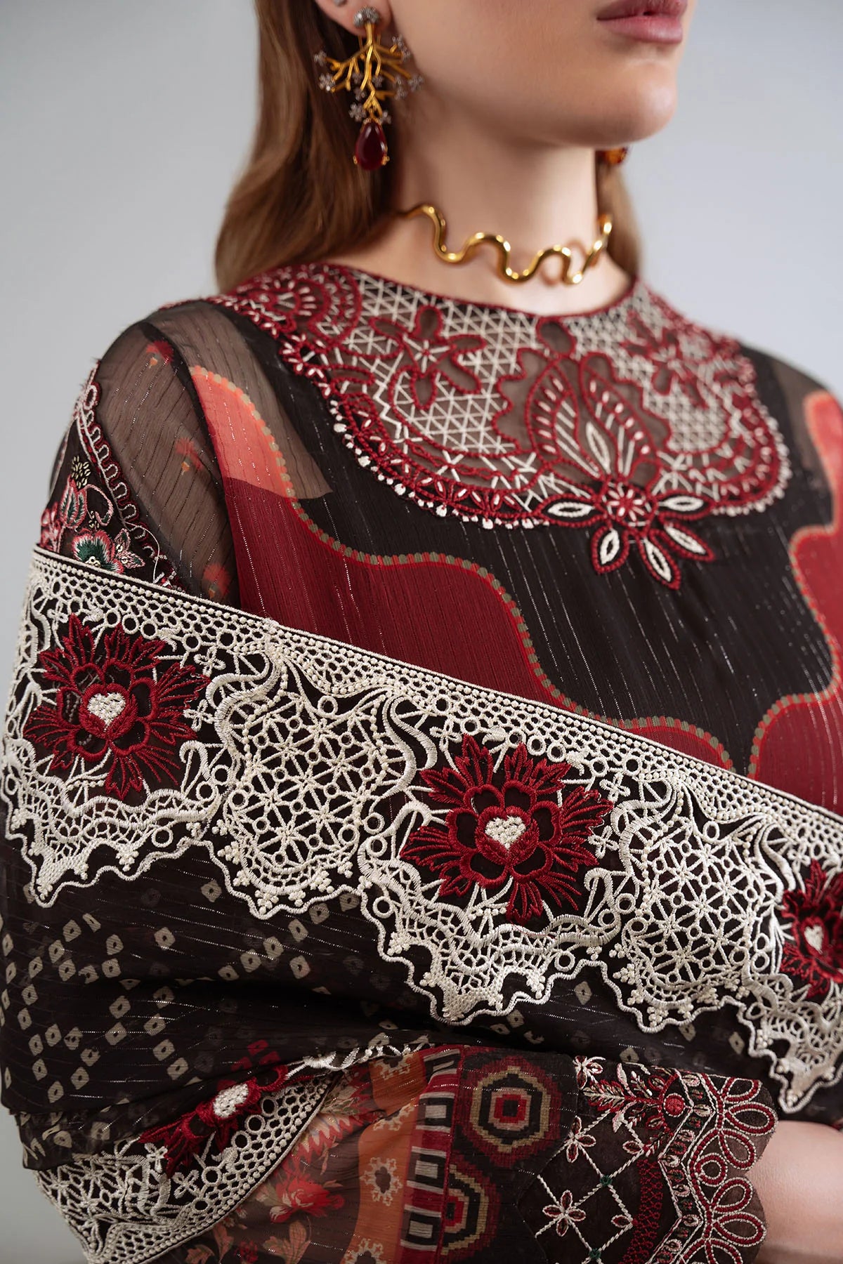 Stitched formal Pakistani 3-piece suit in chiffon – party wear outfit for women in USA
