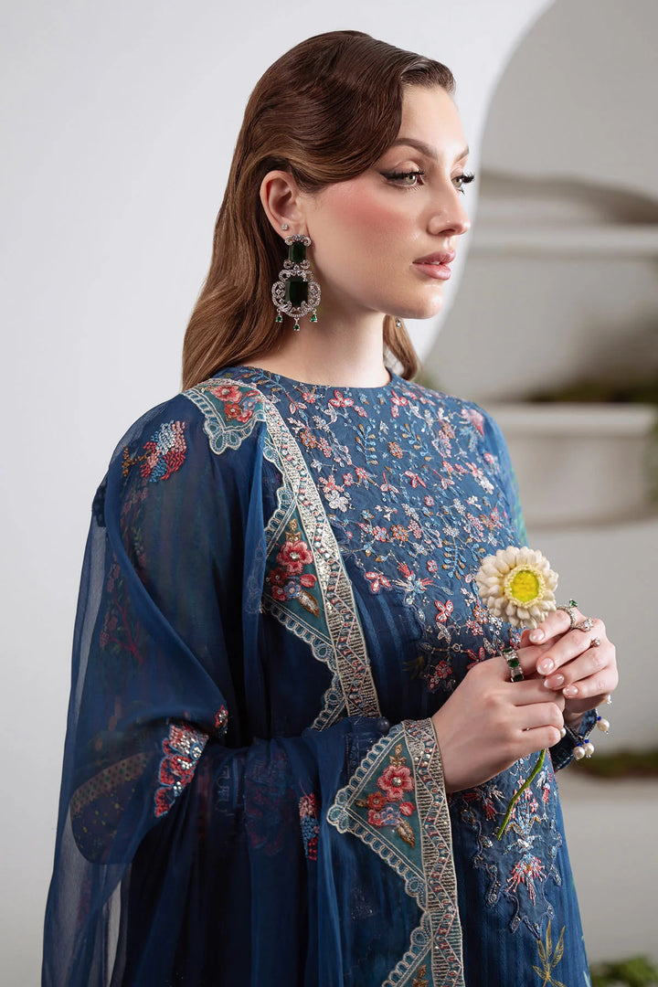 Printed chiffon sleeves with embroidered organza sleeve border – Nureh Amaya stitched collection
