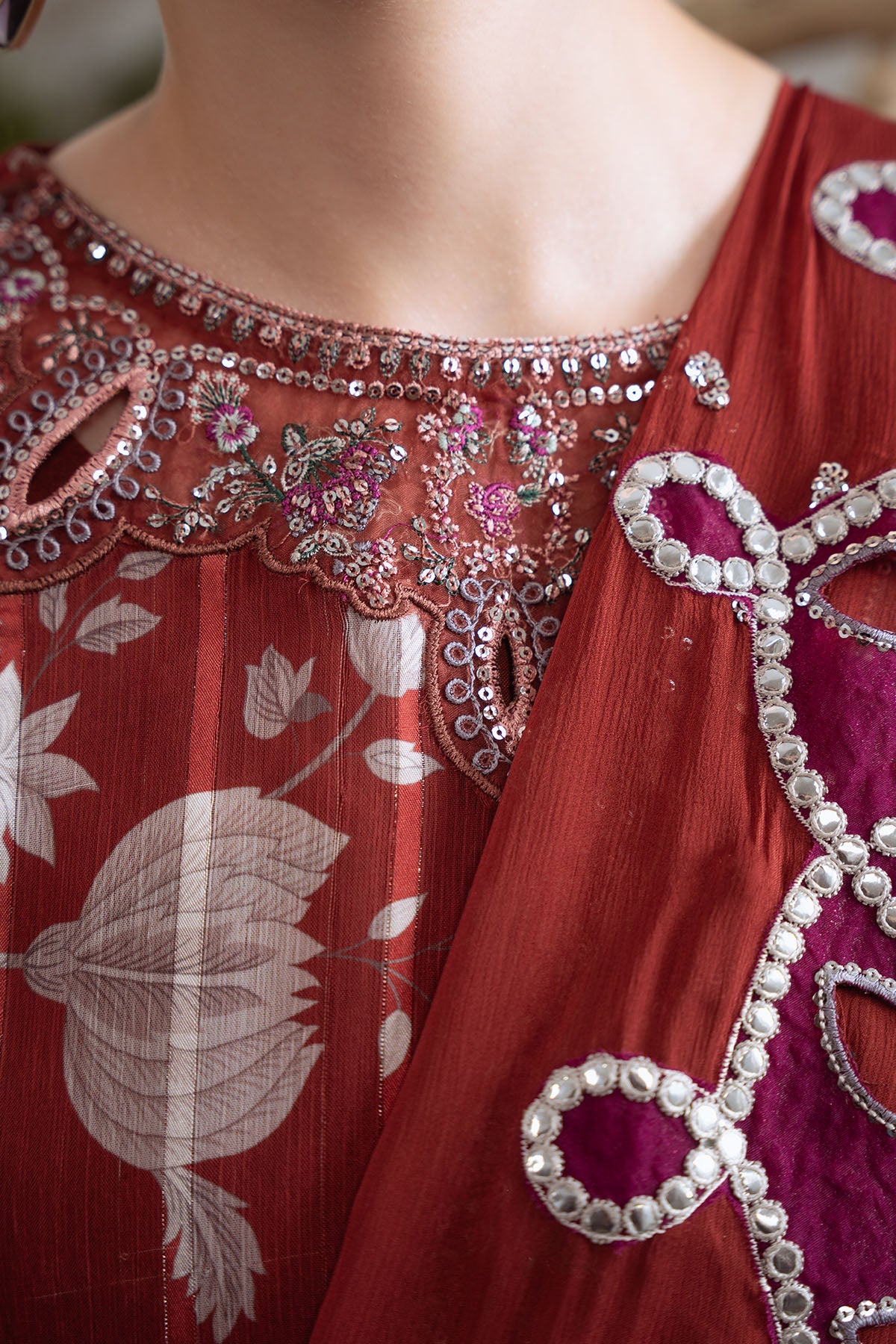 Plain dyed stitched trousers and inner lining – part of fully stitched chiffon outfit
