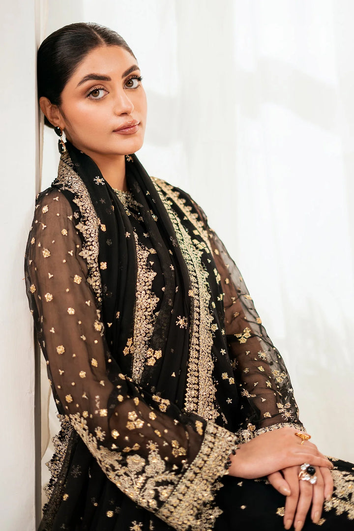Baroque stitched chiffon sleeves with organza borders – Naaz by Nazia