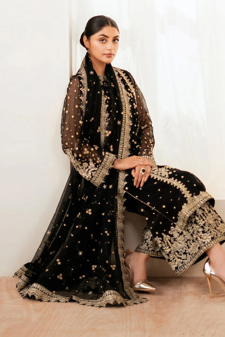 Fully stitched Baroque chiffon suit with embroidered dupatta and borders – Naaz by Nazia
