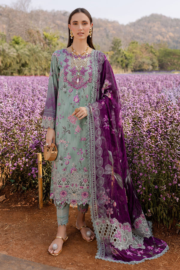 Nureh Stitched Lawn Suit – Embroidered Shirt with Chiffon Dupatta & Cotton Trouser