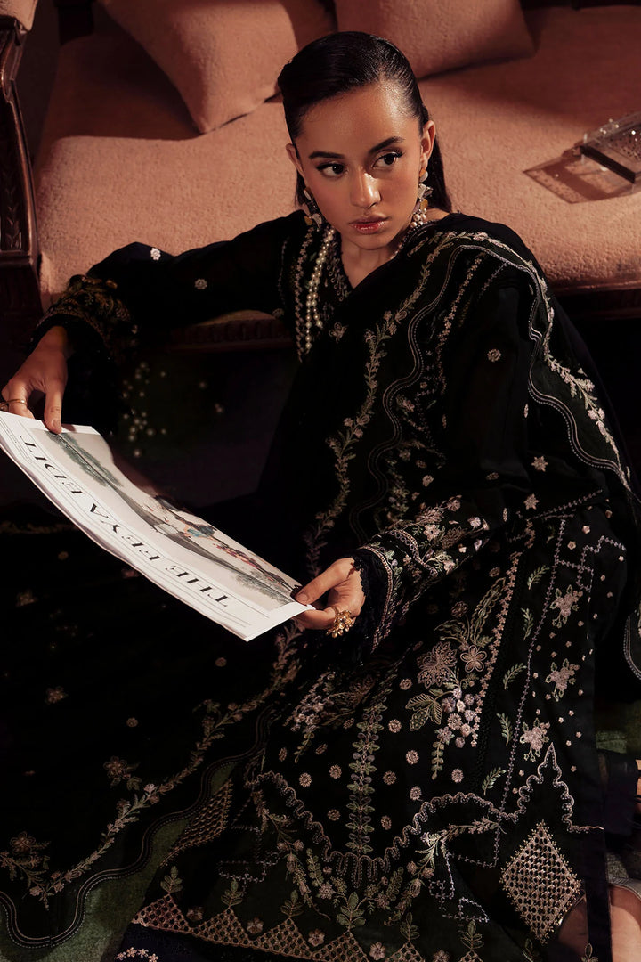 Embroidered chiffon dupatta from FE-12 with elegant detailing and scalloped edges
