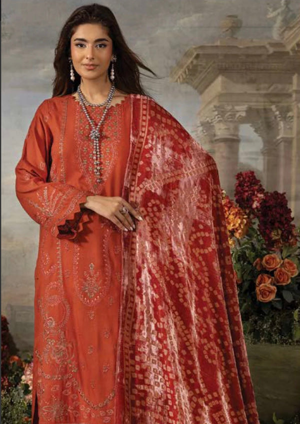Embroidered Leather Peach Collection With Velvet Palachi Shawl RARTS-DS-12