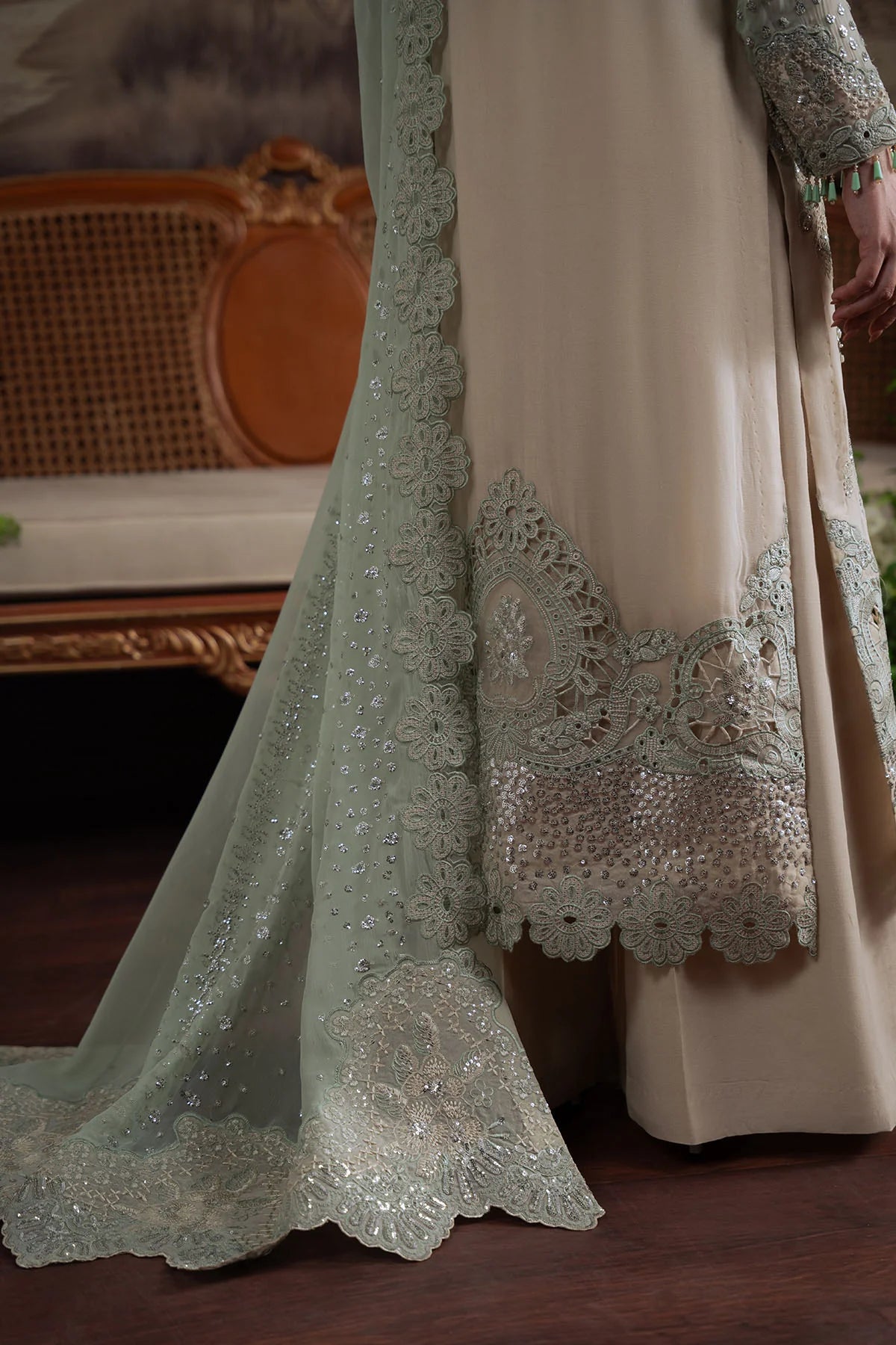 Nureh Elanora, Stitched Luxury Embroidered Chiffon Suite Style NEL 73