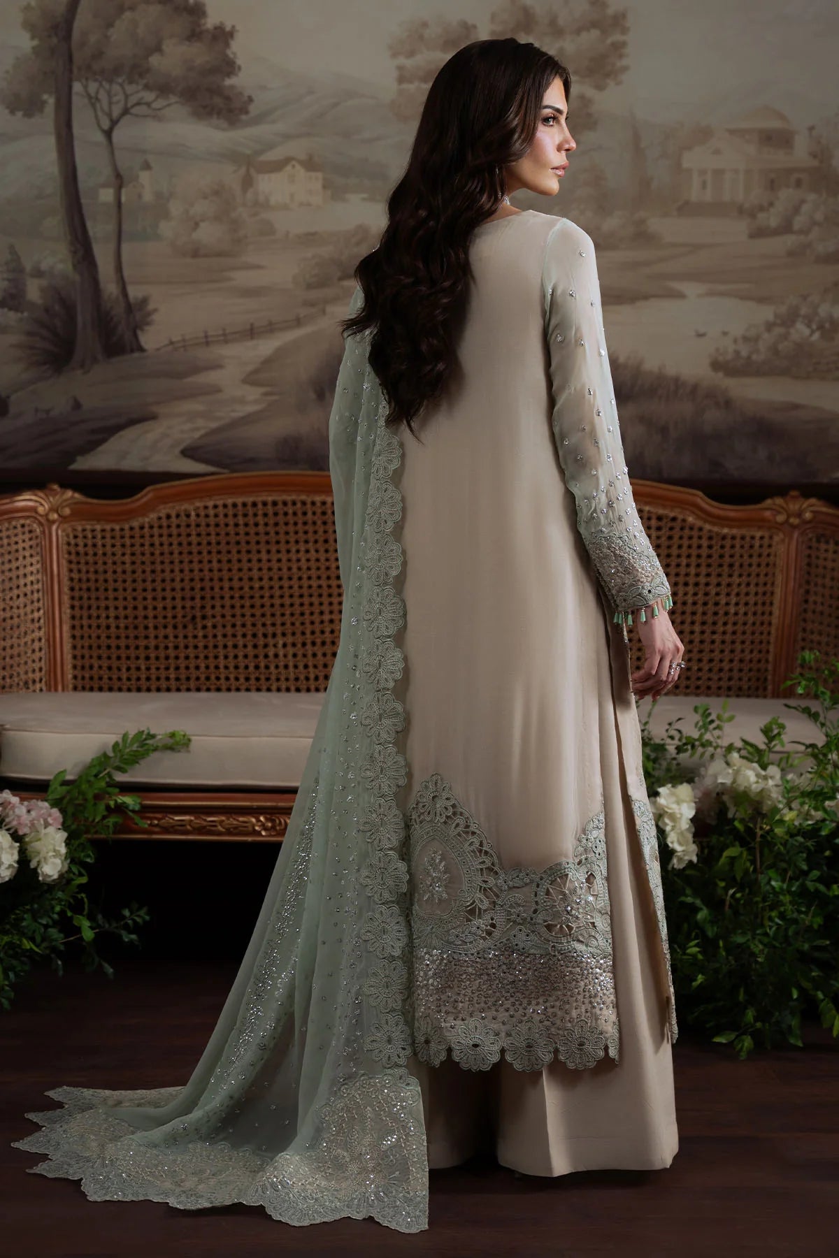 Nureh Elanora, Stitched Luxury Embroidered Chiffon Suite Style NEL 73