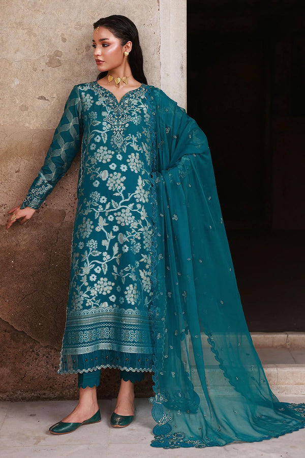 Nureh Maya Jacquard embroidered jacquard shirt with chiffon dupatta and cotton trouser
