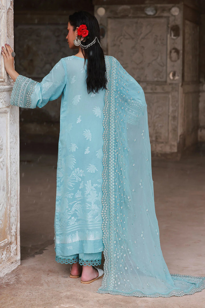 Maya Jacquard outfit with chiffon dupatta and cotton bottom
