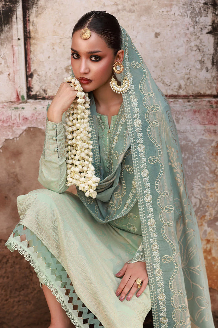 Luxury embroidered jacquard women’s dress with chiffon dupatta
