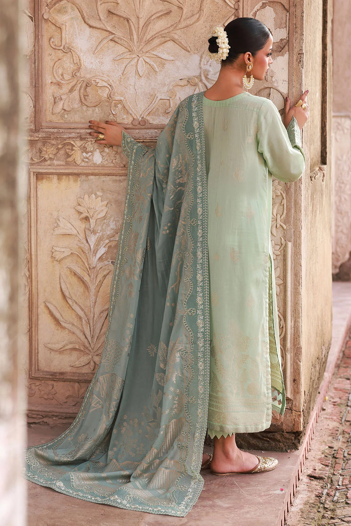 Elegant embroidered jacquard Pakistani suit by Nureh Maya Collection
