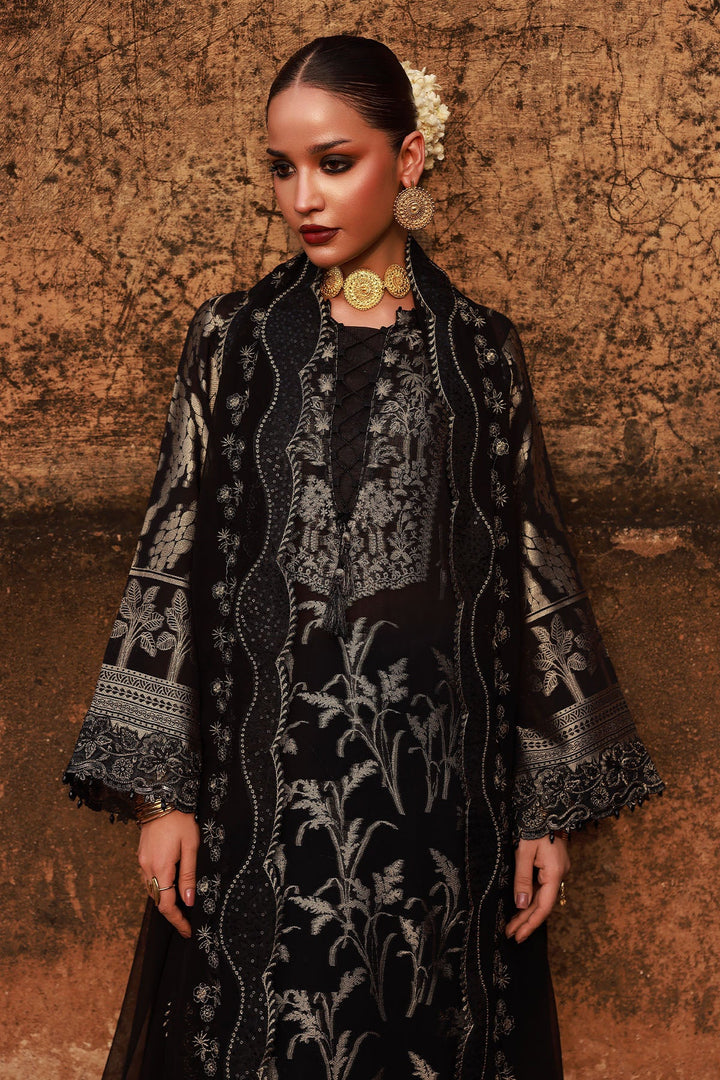 Designer Nureh jacquard shirt with chiffon dupatta and trouser
