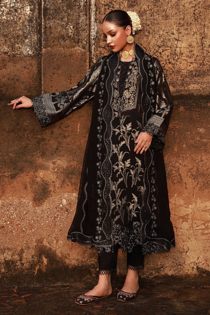 Designer Nureh jacquard shirt with chiffon dupatta and trouser
