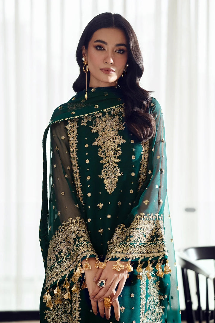 Embroidered chiffon dupatta with organza and silk borders – Baroque SF-505 by Naaz by Nazia