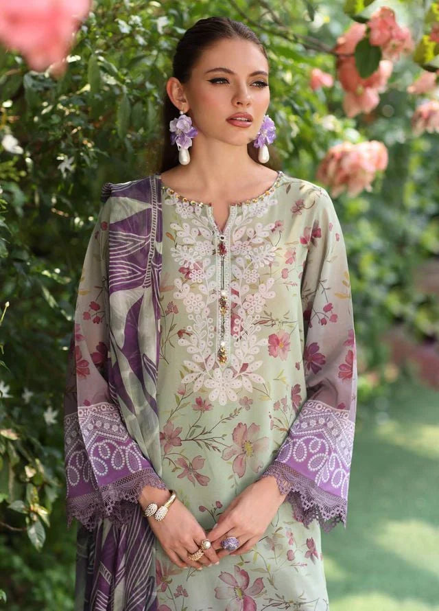 Model in outdoor summer setting wearing Nureh stitched suit