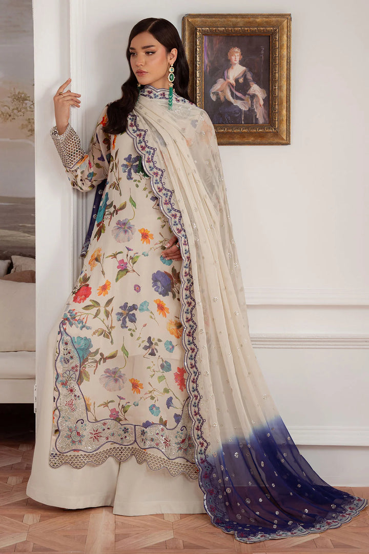 Full-length shot of Amaya chiffon ensemble styled for events