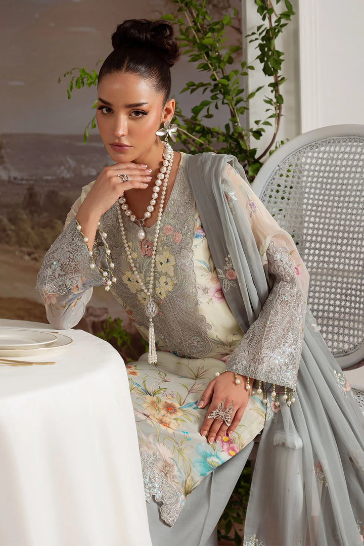 Pastel chiffon formal outfit from Amaya with matching dupatta and trouser