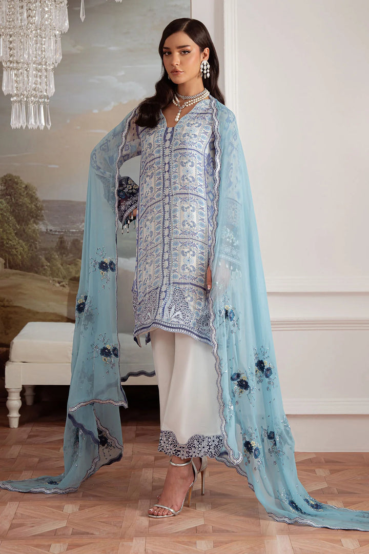 Side view of Amaya chiffon ensemble with embellished side slits