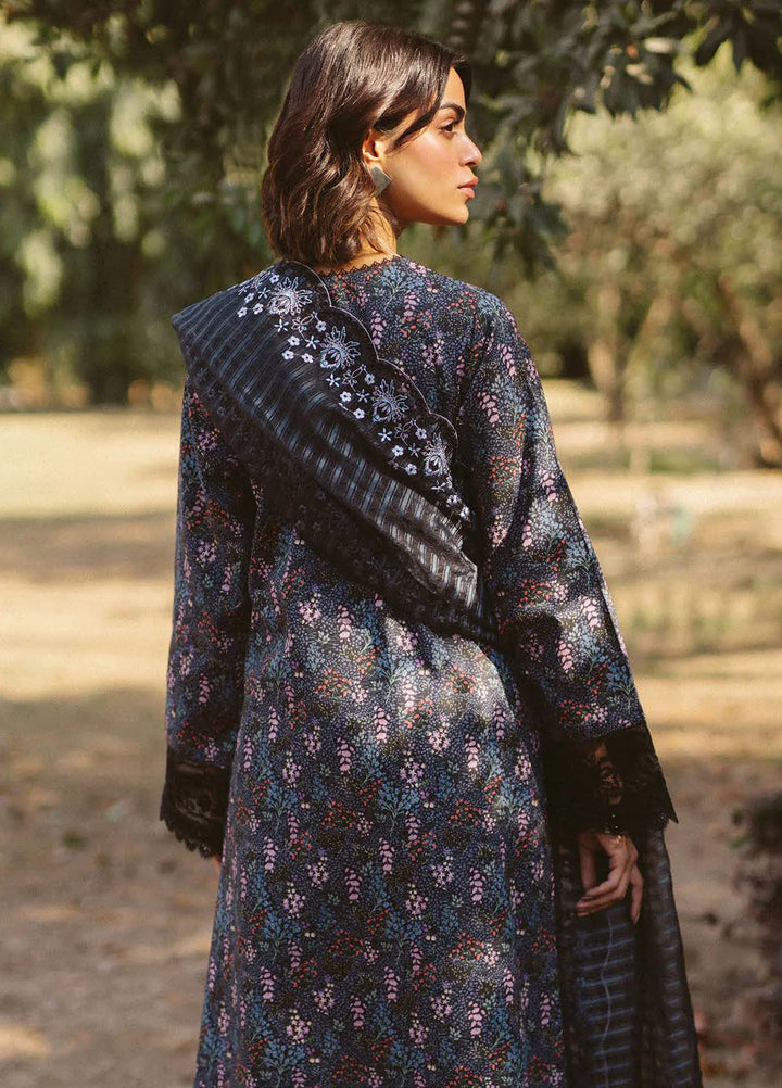 Side profile of model showcasing lawn shirt and dupatta flow