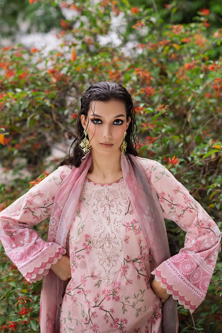 Back view of Nureh lawn suit showing shirt and dupatta flow