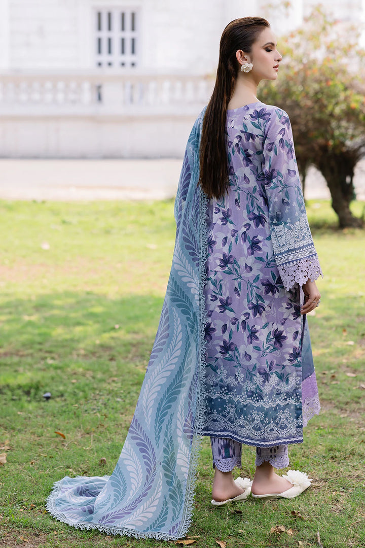 Back view of Nureh lawn suit showing shirt and dupatta flow