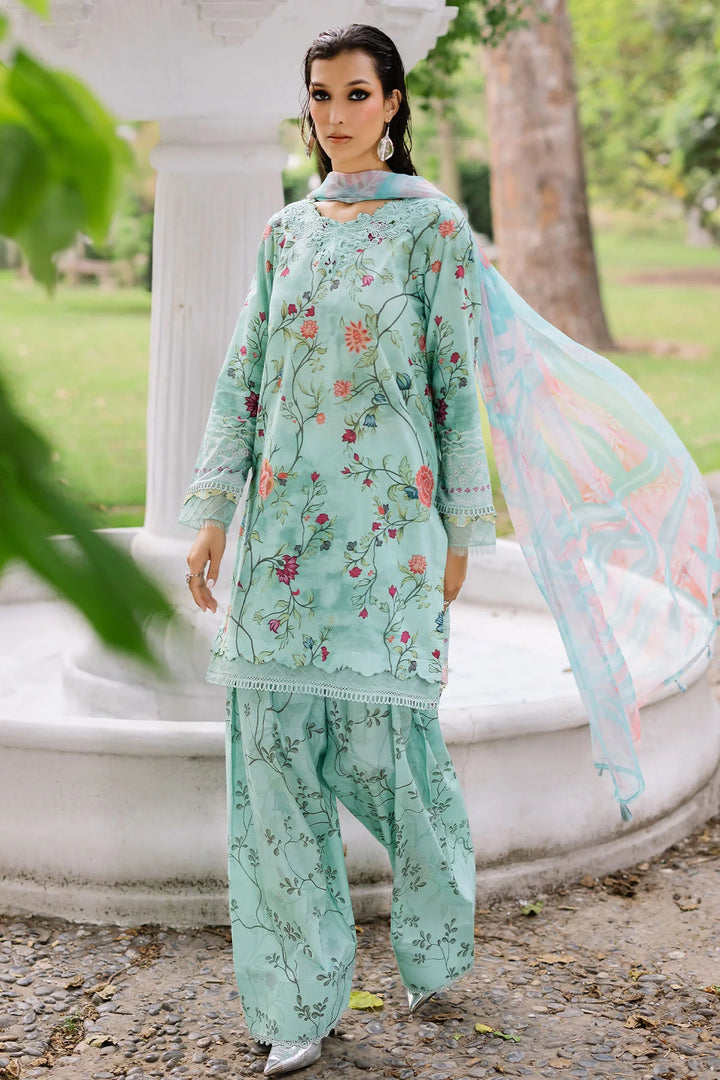 Nureh chiffon dupatta close-up with intricate print and drape