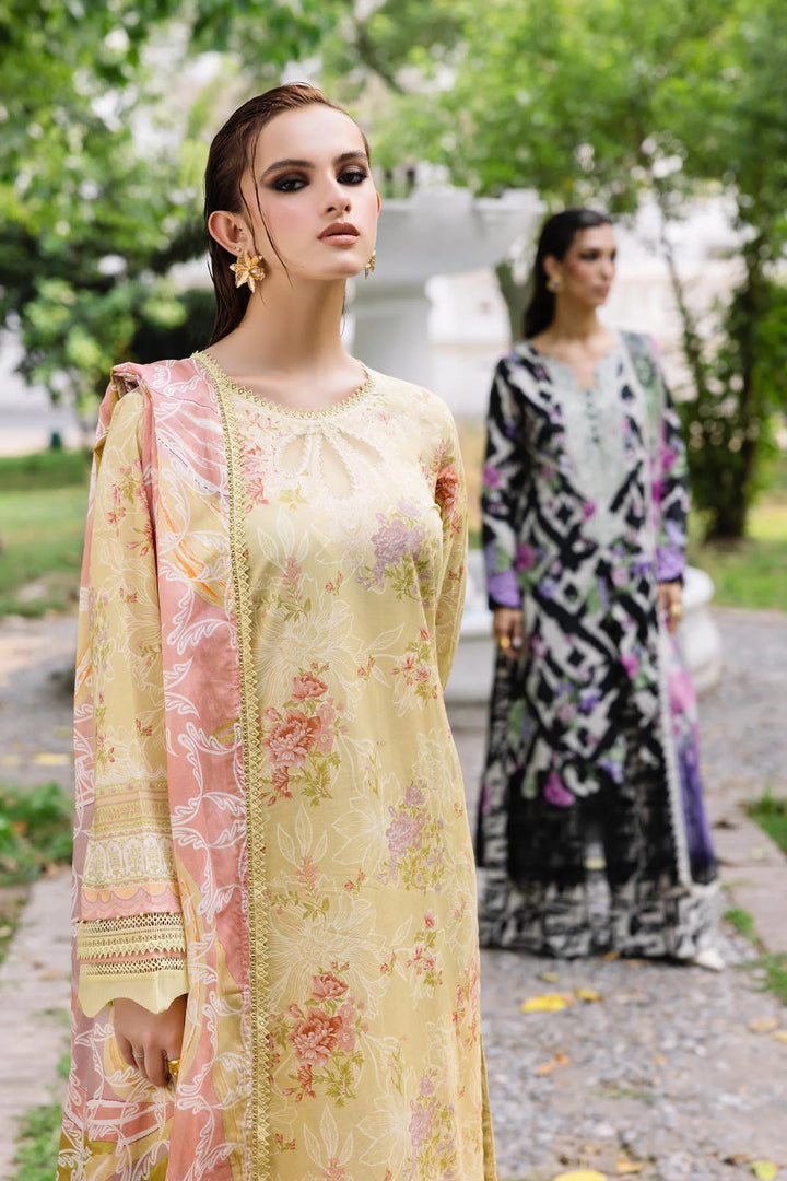 Zoomed-in shot of cotton trouser and shirt hem from Nureh lawn set