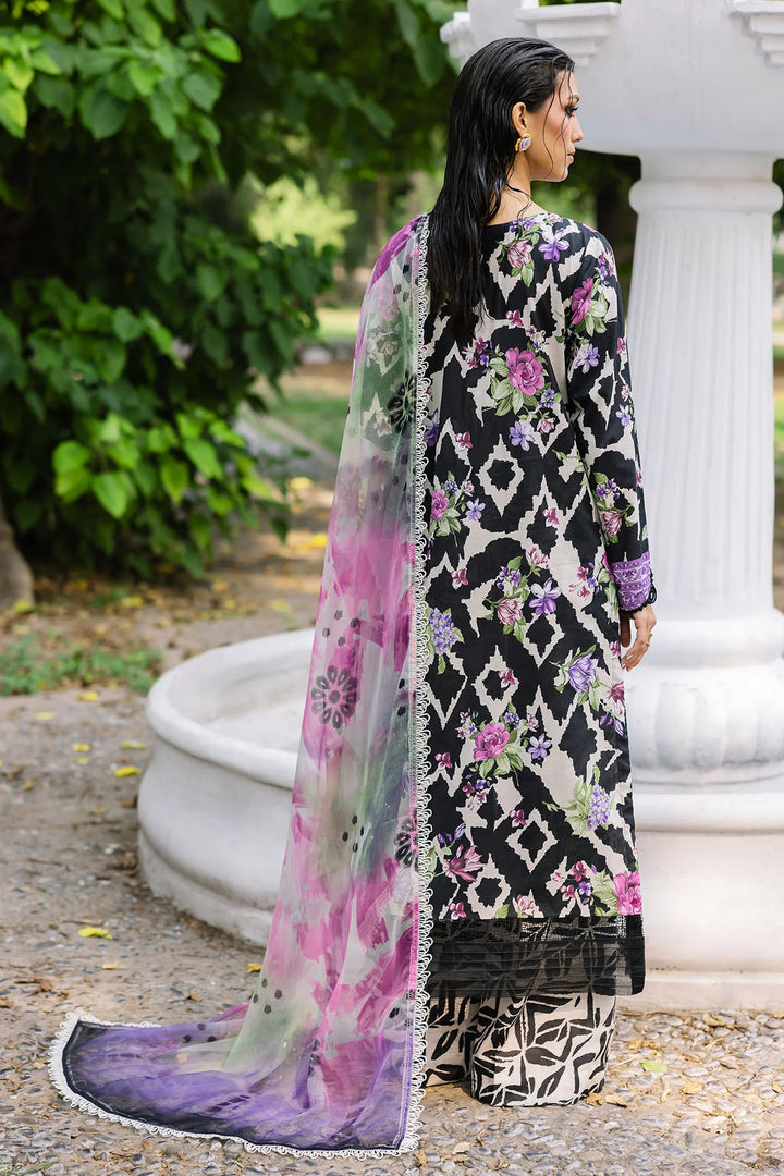 Back view of Nureh lawn suit showing shirt and dupatta flow