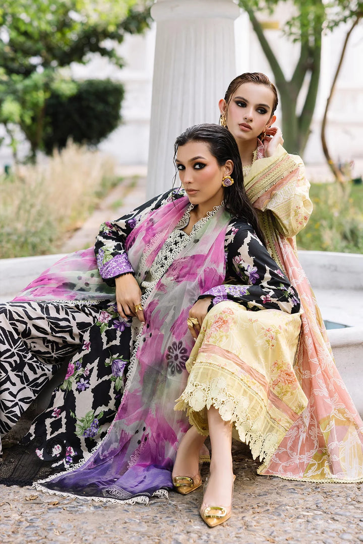 Nureh chiffon dupatta close-up with intricate print and drape