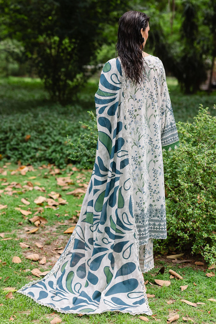 Back view of Nureh lawn suit showing shirt and dupatta flow