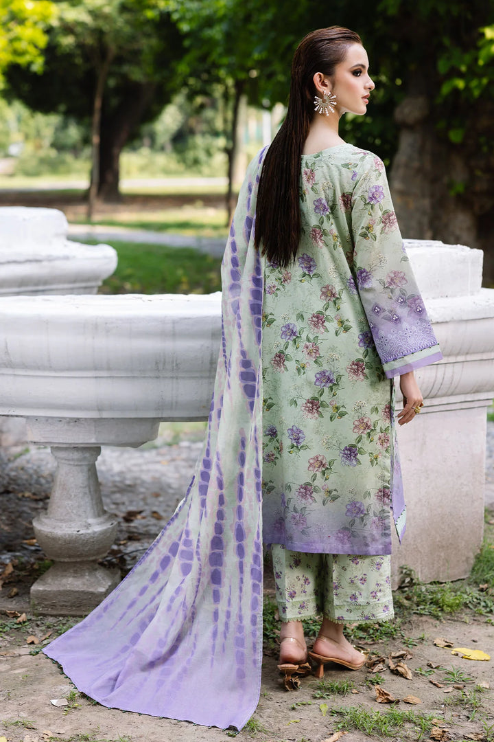 Back view of Nureh lawn suit showing shirt and dupatta flow