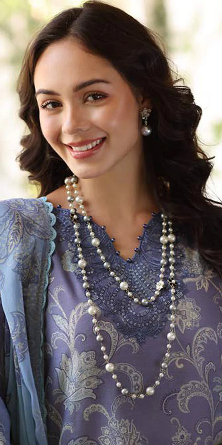 neckline Riaz Arts Embroidered Lawn 3-Piece Suit with Chiffon Dupatta and Cotton Trouser – Naaz by Nazia
