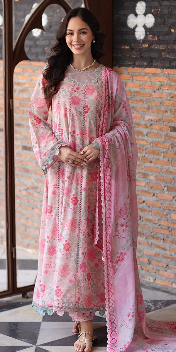 Riaz Arts Embroidered Lawn 3-Piece Suit with Chiffon Dupatta and Cotton Trouser – Naaz by Nazia
