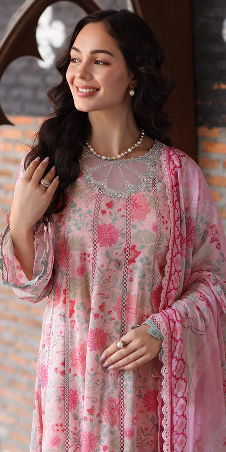 neckline Riaz Arts Embroidered Lawn 3-Piece Suit with Chiffon Dupatta and Cotton Trouser – Naaz by Nazia
