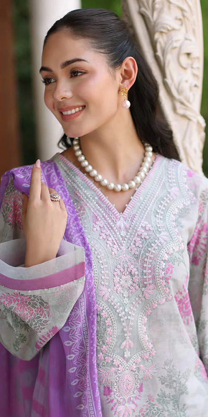 neckline Riaz Arts Embroidered Lawn 3-Piece Suit with Chiffon Dupatta and Cotton Trouser – Naaz by Nazia
