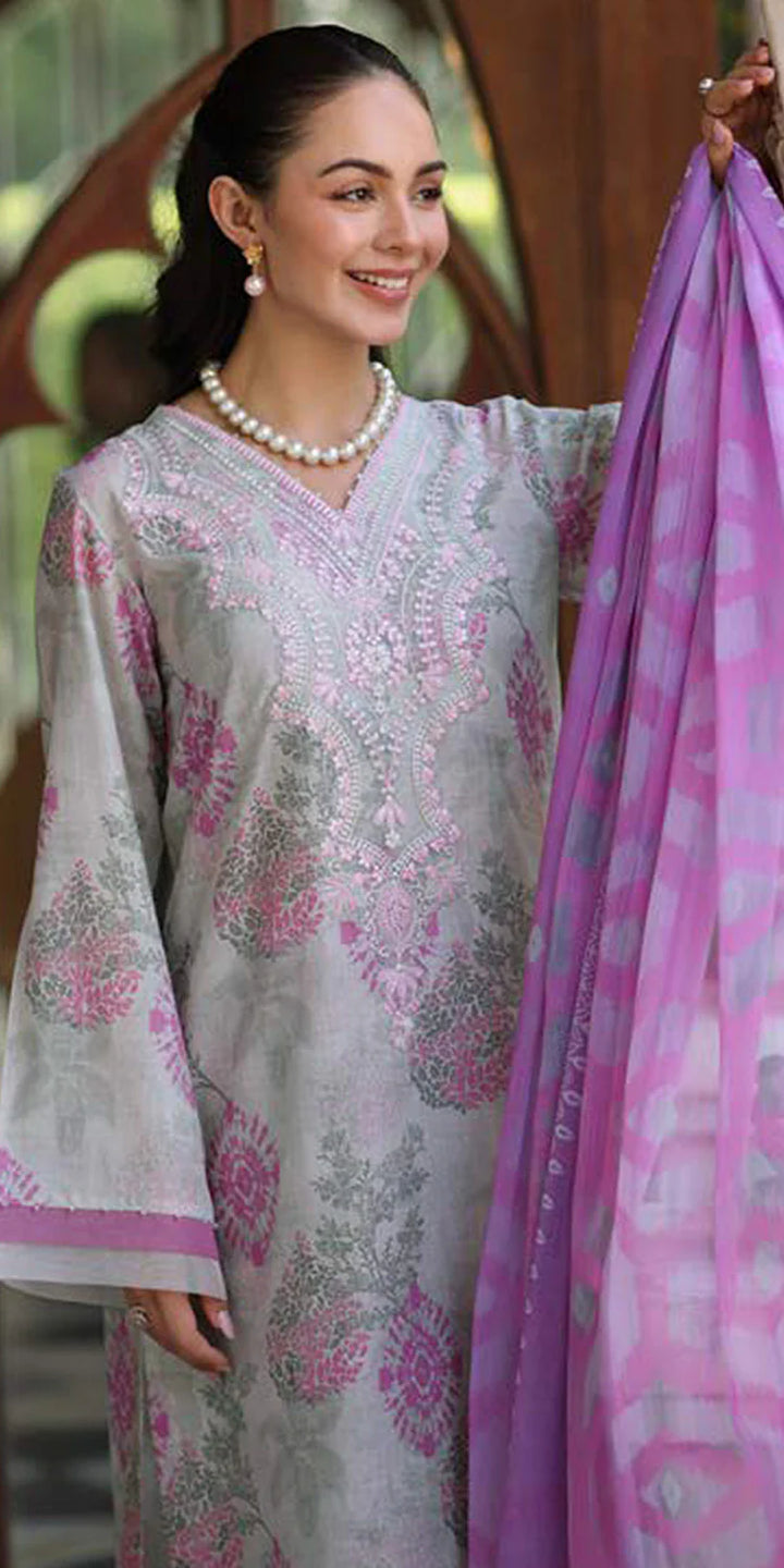 dupatta Riaz Arts Embroidered Lawn 3-Piece Suit with Chiffon Dupatta and Cotton Trouser – Naaz by Nazia
