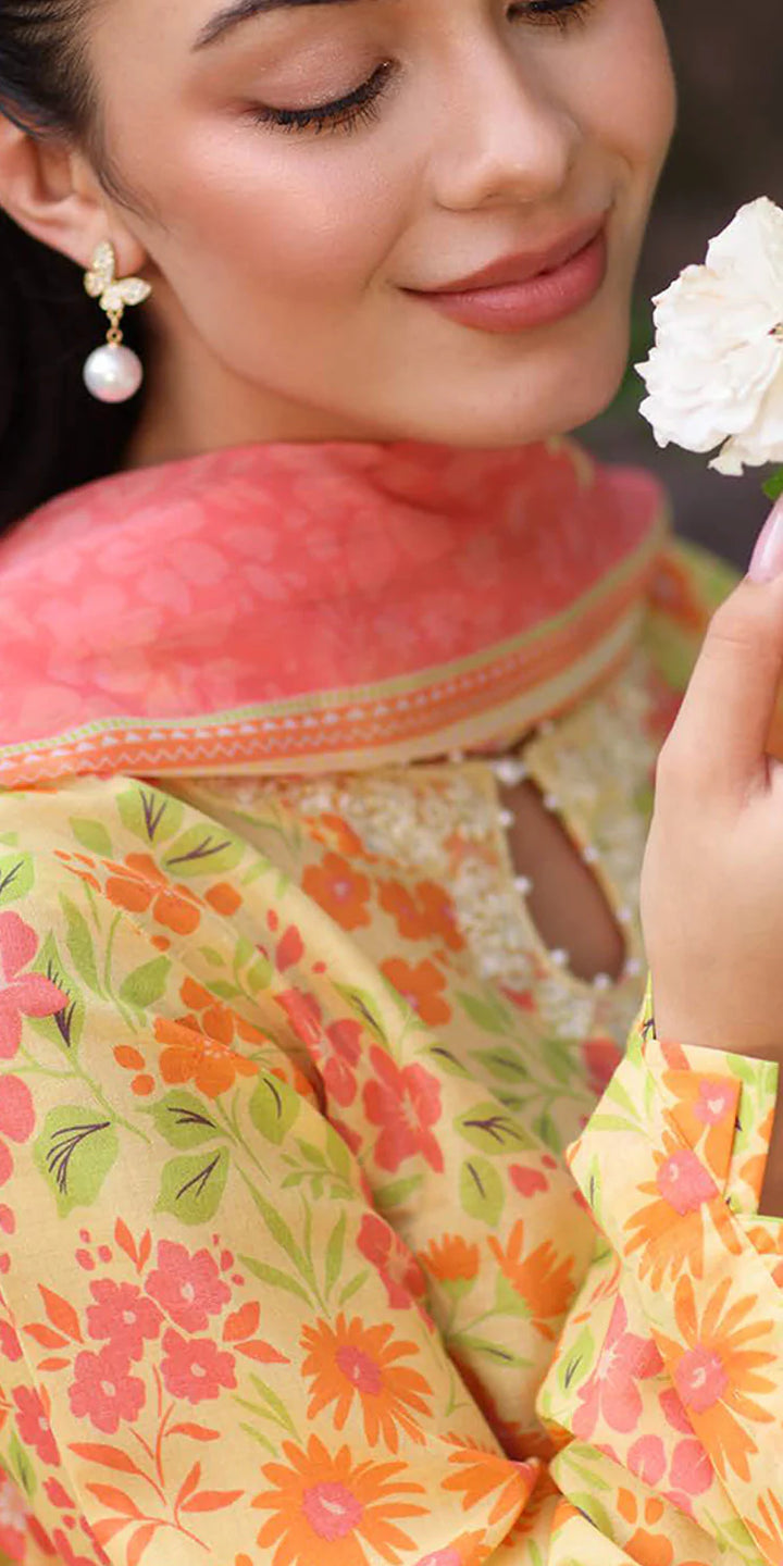 neckline Riaz Arts Embroidered Lawn 3-Piece Suit with Chiffon Dupatta and Cotton Trouser – Naaz by Nazia
