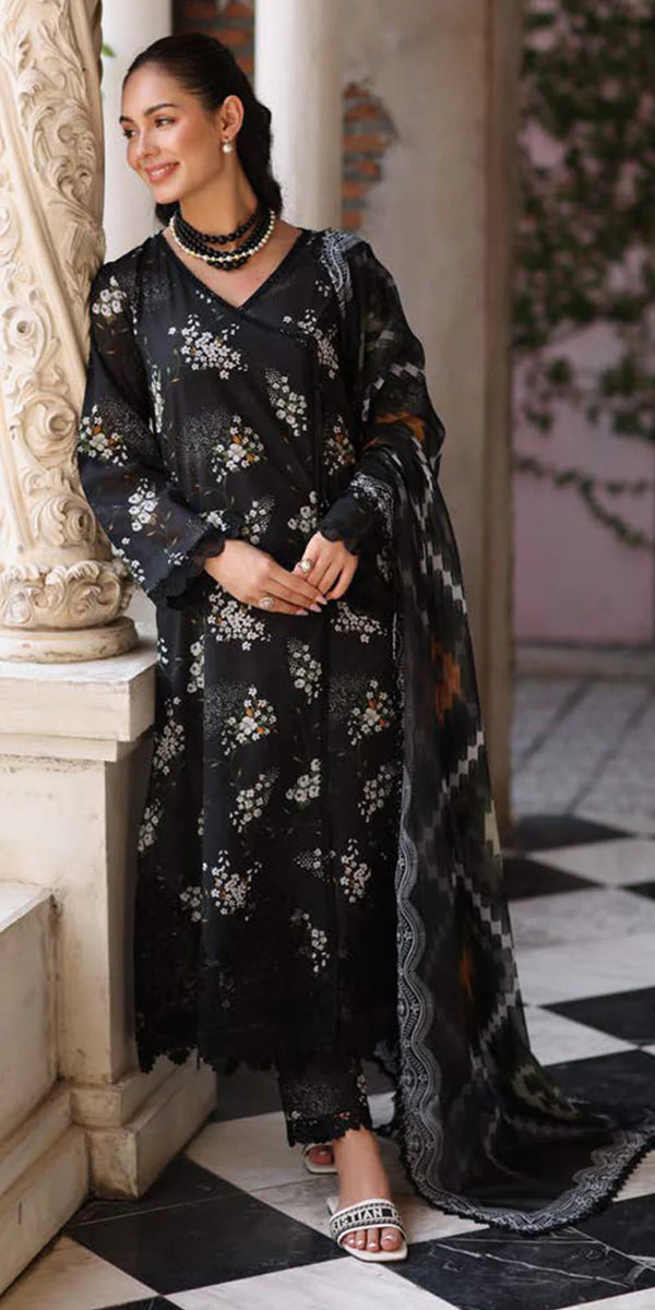 Riaz Arts Embroidered Lawn 3-Piece Suit with Chiffon Dupatta and Cotton Trouser – Naaz by Nazia
